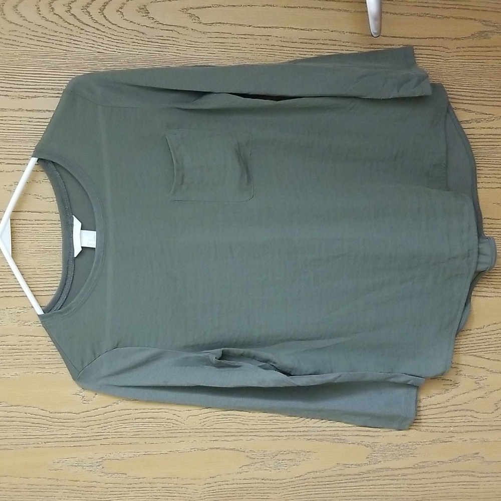 H&M Olive Green Long Sleeve Top With Front Pocket